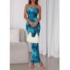 imagePRETTYGARDEN Womens 2026 Summer Floral Bodycon Maxi Dresses Ribbed Strapless Tube Casual Boho Party Long DressFloral Lake Blue