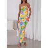 imagePRETTYGARDEN Womens 2026 Summer Floral Bodycon Maxi Dresses Ribbed Strapless Tube Casual Boho Party Long DressFloral Light Blue