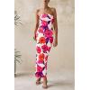 imagePRETTYGARDEN Womens 2026 Summer Floral Bodycon Maxi Dresses Ribbed Strapless Tube Casual Boho Party Long DressFloral White