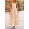 imagePRETTYGARDEN Womens 2026 Summer Flowy Maxi Dress Casual Sleeveless Spaghetti Strap Ruffle Beach Long DressesBeige