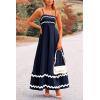 imagePRETTYGARDEN Womens 2026 Summer Flowy Maxi Dress Casual Sleeveless Spaghetti Strap Ruffle Beach Long DressesDark Blue