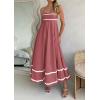 imagePRETTYGARDEN Womens 2026 Summer Flowy Maxi Dress Casual Sleeveless Spaghetti Strap Ruffle Beach Long DressesDark Pink