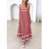 imagePRETTYGARDEN Womens 2026 Summer Flowy Maxi Dress Casual Sleeveless Spaghetti Strap Ruffle Beach Long DressesDark Pink