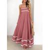 imagePRETTYGARDEN Womens 2026 Summer Flowy Maxi Dress Casual Sleeveless Spaghetti Strap Ruffle Beach Long DressesDark Pink