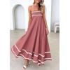 imagePRETTYGARDEN Womens 2026 Summer Flowy Maxi Dress Casual Sleeveless Spaghetti Strap Ruffle Beach Long DressesDark Pink
