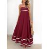 imagePRETTYGARDEN Womens 2026 Summer Flowy Maxi Dress Casual Sleeveless Spaghetti Strap Ruffle Beach Long DressesDark Red