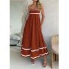 imagePRETTYGARDEN Womens 2026 Summer Flowy Maxi Dress Casual Sleeveless Spaghetti Strap Ruffle Beach Long DressesRust