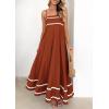 imagePRETTYGARDEN Womens 2026 Summer Flowy Maxi Dress Casual Sleeveless Spaghetti Strap Ruffle Beach Long DressesRust