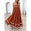 imagePRETTYGARDEN Womens 2026 Summer Flowy Maxi Dress Casual Sleeveless Spaghetti Strap Ruffle Beach Long DressesRust