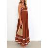 imagePRETTYGARDEN Womens 2026 Summer Flowy Maxi Dress Casual Sleeveless Spaghetti Strap Ruffle Beach Long DressesRust