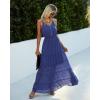 imagePRETTYGARDEN Womens 2026 Summer Maxi Dress Spaghetti Strap Sleeveless High Waist Beach Vacation Long SundressesBlue