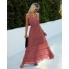 imagePRETTYGARDEN Womens 2026 Summer Maxi Dress Spaghetti Strap Sleeveless High Waist Beach Vacation Long SundressesBrick Red
