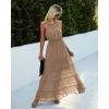 imagePRETTYGARDEN Womens 2026 Summer Maxi Dress Spaghetti Strap Sleeveless High Waist Beach Vacation Long SundressesDark Apricot