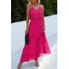imagePRETTYGARDEN Womens 2026 Summer Maxi Dress Spaghetti Strap Sleeveless High Waist Beach Vacation Long SundressesDark Rose Red