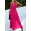 imagePRETTYGARDEN Womens 2026 Summer Maxi Dress Spaghetti Strap Sleeveless High Waist Beach Vacation Long SundressesDark Rose Red