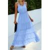 imagePRETTYGARDEN Womens 2026 Summer Maxi Dress Spaghetti Strap Sleeveless High Waist Beach Vacation Long SundressesLight Blue