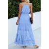 imagePRETTYGARDEN Womens 2026 Summer Maxi Dress Spaghetti Strap Sleeveless High Waist Beach Vacation Long SundressesLight Blue