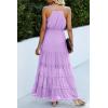imagePRETTYGARDEN Womens 2026 Summer Maxi Dress Spaghetti Strap Sleeveless High Waist Beach Vacation Long SundressesLight Purple