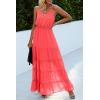 imagePRETTYGARDEN Womens 2026 Summer Maxi Dress Spaghetti Strap Sleeveless High Waist Beach Vacation Long SundressesOrange Red