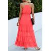 imagePRETTYGARDEN Womens 2026 Summer Maxi Dress Spaghetti Strap Sleeveless High Waist Beach Vacation Long SundressesOrange Red