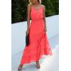 imagePRETTYGARDEN Womens 2026 Summer Maxi Dress Spaghetti Strap Sleeveless High Waist Beach Vacation Long SundressesOrange Red
