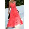 imagePRETTYGARDEN Womens 2026 Summer Maxi Dress Spaghetti Strap Sleeveless High Waist Beach Vacation Long SundressesOrange Red