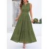 imagePRETTYGARDEN Womens 2026 Summer Maxi Dresses Sleeveless Sundresses V Neck Eyelet A Line Long Flowy Spring Wedding Guest DressArmy Green
