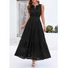 imagePRETTYGARDEN Womens 2026 Summer Maxi Dresses Sleeveless Sundresses V Neck Eyelet A Line Long Flowy Spring Wedding Guest DressBlack