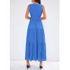 imagePRETTYGARDEN Womens 2026 Summer Maxi Dresses Sleeveless Sundresses V Neck Eyelet A Line Long Flowy Spring Wedding Guest DressBlue