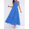 imagePRETTYGARDEN Womens 2026 Summer Maxi Dresses Sleeveless Sundresses V Neck Eyelet A Line Long Flowy Spring Wedding Guest DressBlue