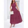 imagePRETTYGARDEN Womens 2026 Summer Maxi Dresses Sleeveless Sundresses V Neck Eyelet A Line Long Flowy Spring Wedding Guest DressBurgundy