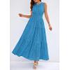 imagePRETTYGARDEN Womens 2026 Summer Maxi Dresses Sleeveless Sundresses V Neck Eyelet A Line Long Flowy Spring Wedding Guest DressLake Blue