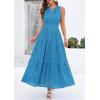 imagePRETTYGARDEN Womens 2026 Summer Maxi Dresses Sleeveless Sundresses V Neck Eyelet A Line Long Flowy Spring Wedding Guest DressLake Blue