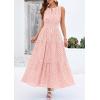 imagePRETTYGARDEN Womens 2026 Summer Maxi Dresses Sleeveless Sundresses V Neck Eyelet A Line Long Flowy Spring Wedding Guest DressPink