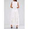 imagePRETTYGARDEN Womens 2026 Summer Maxi Dresses Sleeveless Sundresses V Neck Eyelet A Line Long Flowy Spring Wedding Guest DressWhite