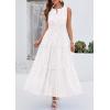 imagePRETTYGARDEN Womens 2026 Summer Maxi Dresses Sleeveless Sundresses V Neck Eyelet A Line Long Flowy Spring Wedding Guest DressWhite