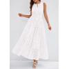 imagePRETTYGARDEN Womens 2026 Summer Maxi Dresses Sleeveless Sundresses V Neck Eyelet A Line Long Flowy Spring Wedding Guest DressWhite