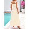 imagePRETTYGARDEN Womens 2026 Summer Spaghetti Strap Maxi Dresses Plaid Square Neck A Line Casual Beach Vacation Long SundressBeige