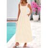 imagePRETTYGARDEN Womens 2026 Summer Spaghetti Strap Maxi Dresses Plaid Square Neck A Line Casual Beach Vacation Long SundressBeige