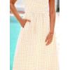 imagePRETTYGARDEN Womens 2026 Summer Spaghetti Strap Maxi Dresses Plaid Square Neck A Line Casual Beach Vacation Long SundressBeige