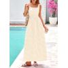 imagePRETTYGARDEN Womens 2026 Summer Spaghetti Strap Maxi Dresses Plaid Square Neck A Line Casual Beach Vacation Long SundressBeige