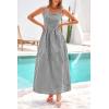 imagePRETTYGARDEN Womens 2026 Summer Spaghetti Strap Maxi Dresses Plaid Square Neck A Line Casual Beach Vacation Long SundressBlack