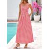 imagePRETTYGARDEN Womens 2026 Summer Spaghetti Strap Maxi Dresses Plaid Square Neck A Line Casual Beach Vacation Long SundressBrilliant Red