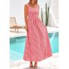 imagePRETTYGARDEN Womens 2026 Summer Spaghetti Strap Maxi Dresses Plaid Square Neck A Line Casual Beach Vacation Long SundressBrilliant Red