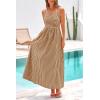 imagePRETTYGARDEN Womens 2026 Summer Spaghetti Strap Maxi Dresses Plaid Square Neck A Line Casual Beach Vacation Long SundressCoffee