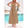 imagePRETTYGARDEN Womens 2026 Summer Spaghetti Strap Maxi Dresses Plaid Square Neck A Line Casual Beach Vacation Long SundressCoffee