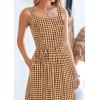 imagePRETTYGARDEN Womens 2026 Summer Spaghetti Strap Maxi Dresses Plaid Square Neck A Line Casual Beach Vacation Long SundressCoffee