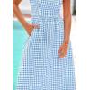 imagePRETTYGARDEN Womens 2026 Summer Spaghetti Strap Maxi Dresses Plaid Square Neck A Line Casual Beach Vacation Long SundressDusty Blue