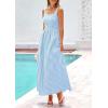 imagePRETTYGARDEN Womens 2026 Summer Spaghetti Strap Maxi Dresses Plaid Square Neck A Line Casual Beach Vacation Long SundressDusty Blue