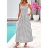 imagePRETTYGARDEN Womens 2026 Summer Spaghetti Strap Maxi Dresses Plaid Square Neck A Line Casual Beach Vacation Long SundressGrey